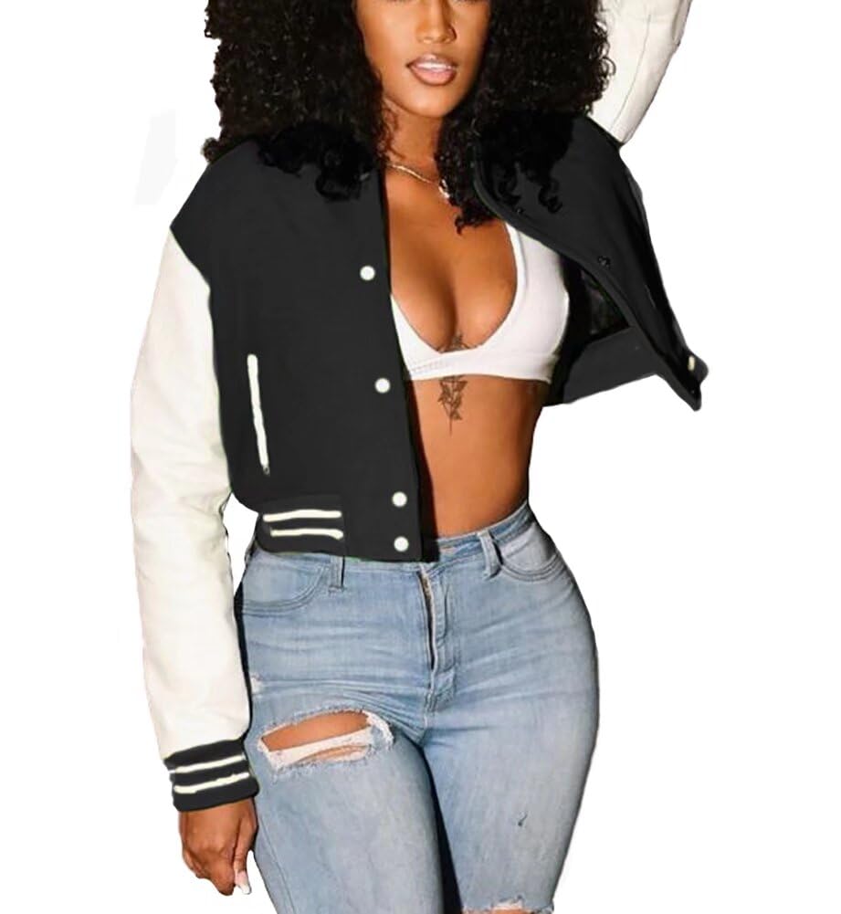 ThusFar Women Denim Distressed Jacket Puff Sleeve Ripped Pockets Vintage Washed Classic Button Up Cropped Destroyed Jean Coat