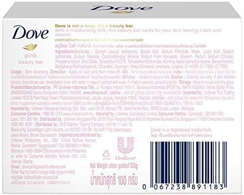 Dove Beauty Bar Soap Pink Rosa 6 Count for Soft, Smooth Skin, Cleans & Moisturizes 3.75 oz