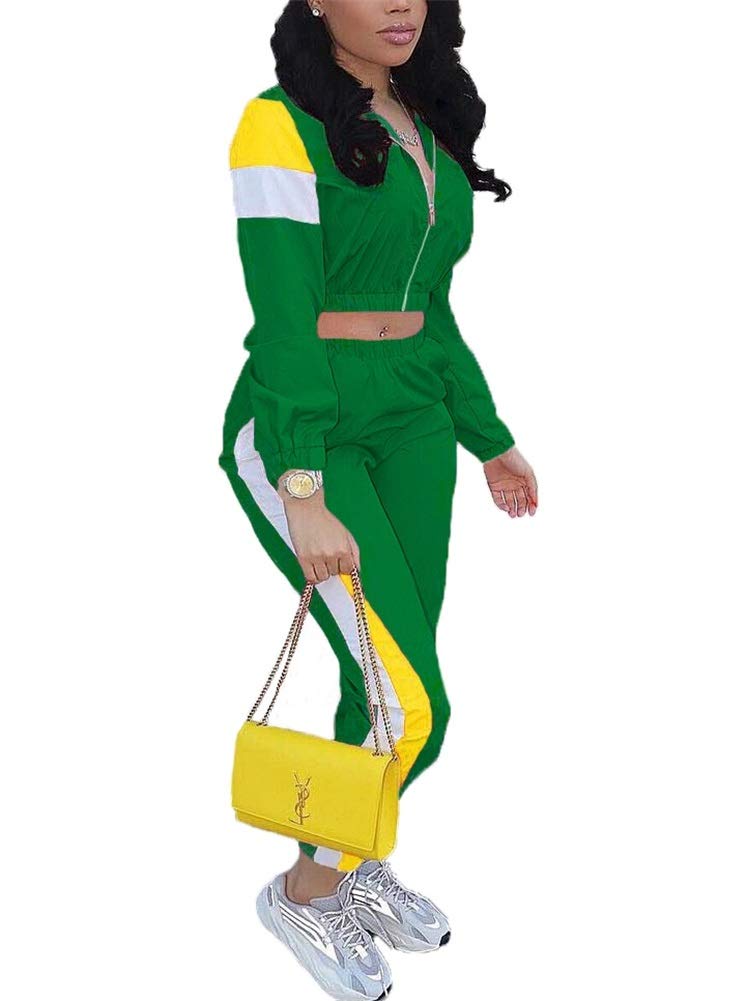 EOSIEDUR Women's Two Piece Outfits Zip Top Jacket and Elastic Waistband Pant Women Sweatsuit Tracksuit Sets