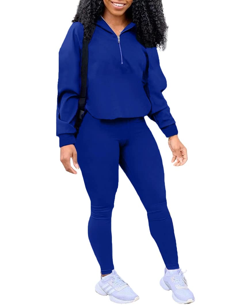 EOSIEDUR Women's Two Piece Outfits Zip Top Jacket and Elastic Waistband Pant Women Sweatsuit Tracksuit Sets