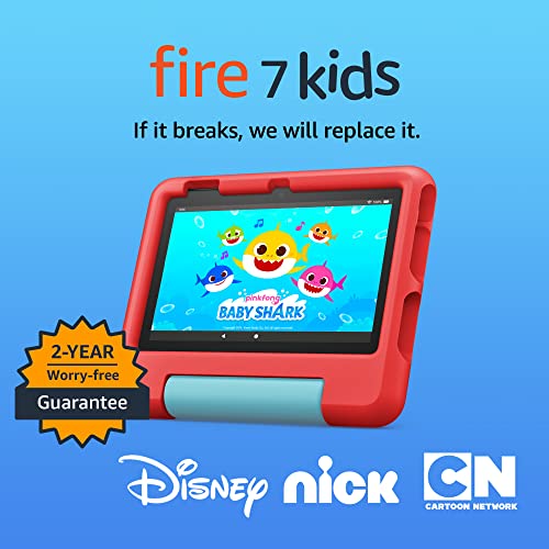 Amazon Fire 7 Kids tablet (newest model) ages 3-7. Top-selling 7" kids tablet on Amazon. Includes ad-free and exclusive content, easy parental controls, 10-hr battery, 16 GB, Blue