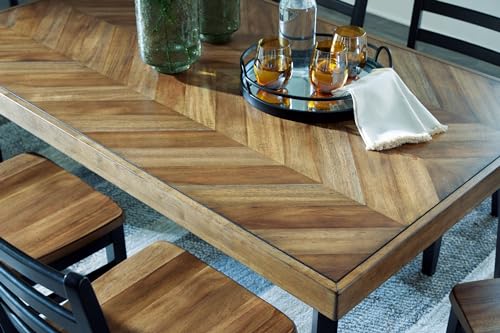 Signature Design by Ashley Skempton Cottage Dining Room Table Set with 6 Upholstered Chairs, Whitewash