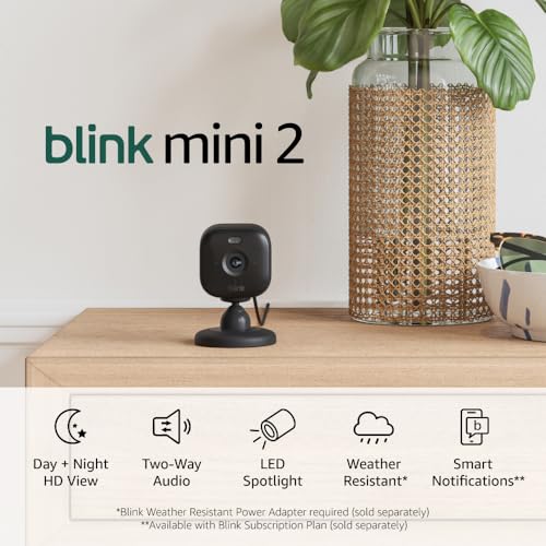 Blink Mini 2 (Newest Model) — Home Security & Pet Camera(s) with HD video, color night view, motion detection, two-way audio, and built-in spotlight — 1 camera (White)