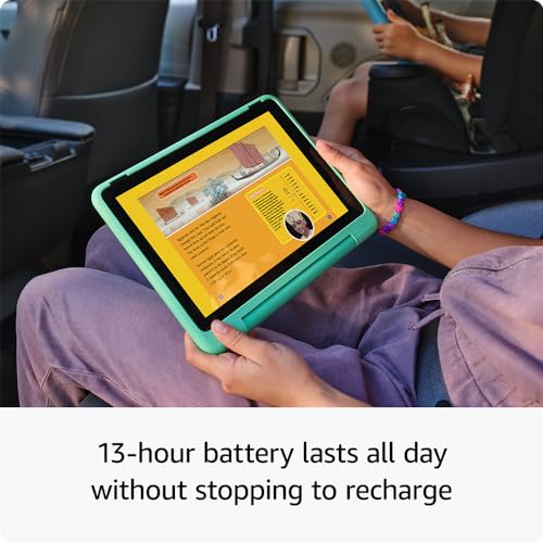 Amazon Fire HD 10 Kids Pro tablet (newest model) ages 6-12. Bright 10.1" HD screen, includes ad-free content, robust parental controls, 13-hr battery and slim case for older kids, 32 GB, Happy Day