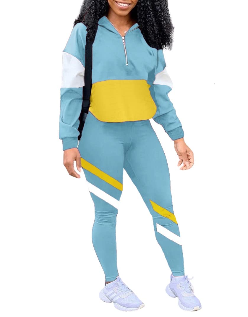 EOSIEDUR Women's Two Piece Outfits Zip Top Jacket and Elastic Waistband Pant Women Sweatsuit Tracksuit Sets
