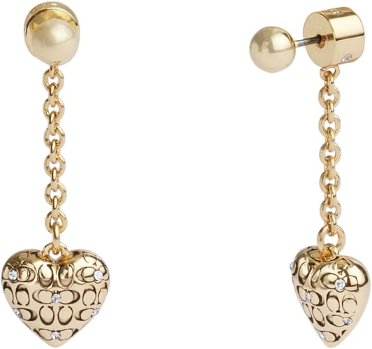 COACH Womens Signature Quilted Heart Earrings