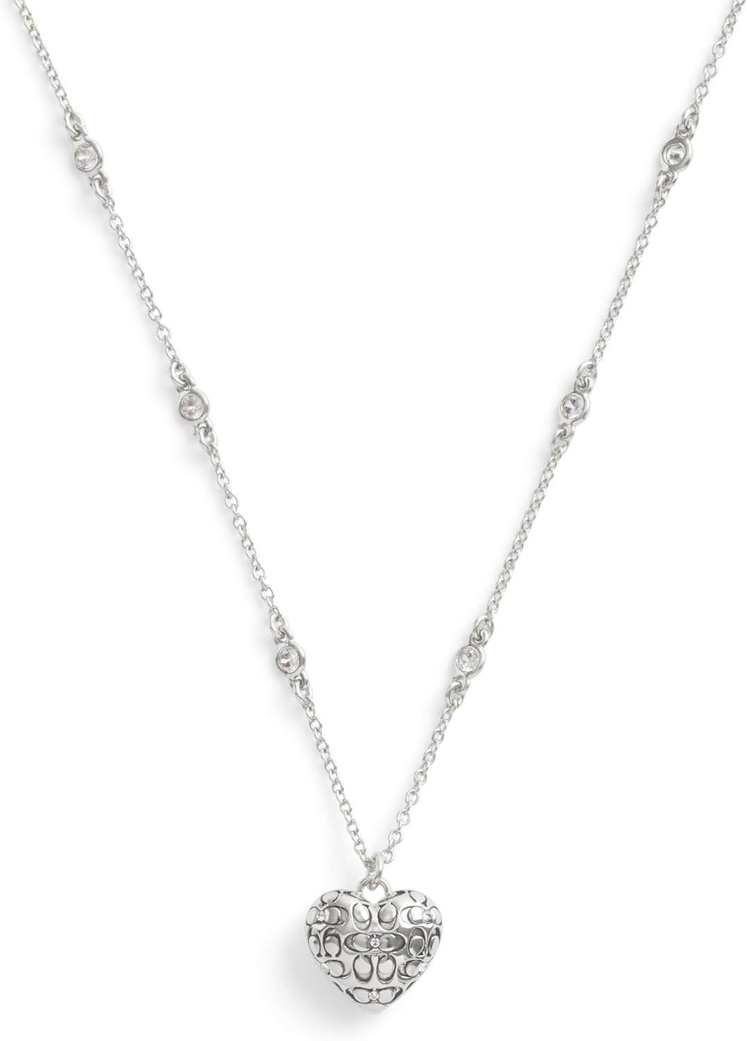 COACH Women's Signature Quilted Heart Pendant Necklace