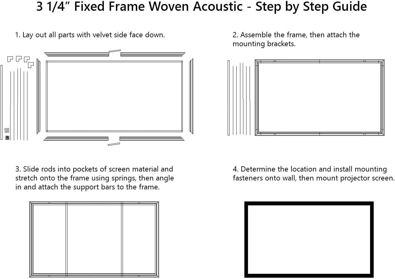 Silver Ticket Products STR Series 6 Piece White 1.1 Gain 120" Diagonal 16:9 Format Projection Screen, Aluminum Frame, Wall Mounted, 109.25x63.625 inches STR-169120