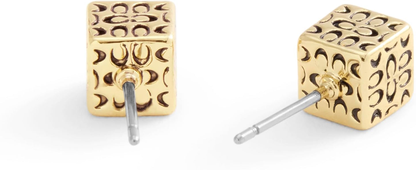 कोच महिलाओं के सिग्नेचर क्विल्टेड क्यूब स्टड इयररिंग्स 