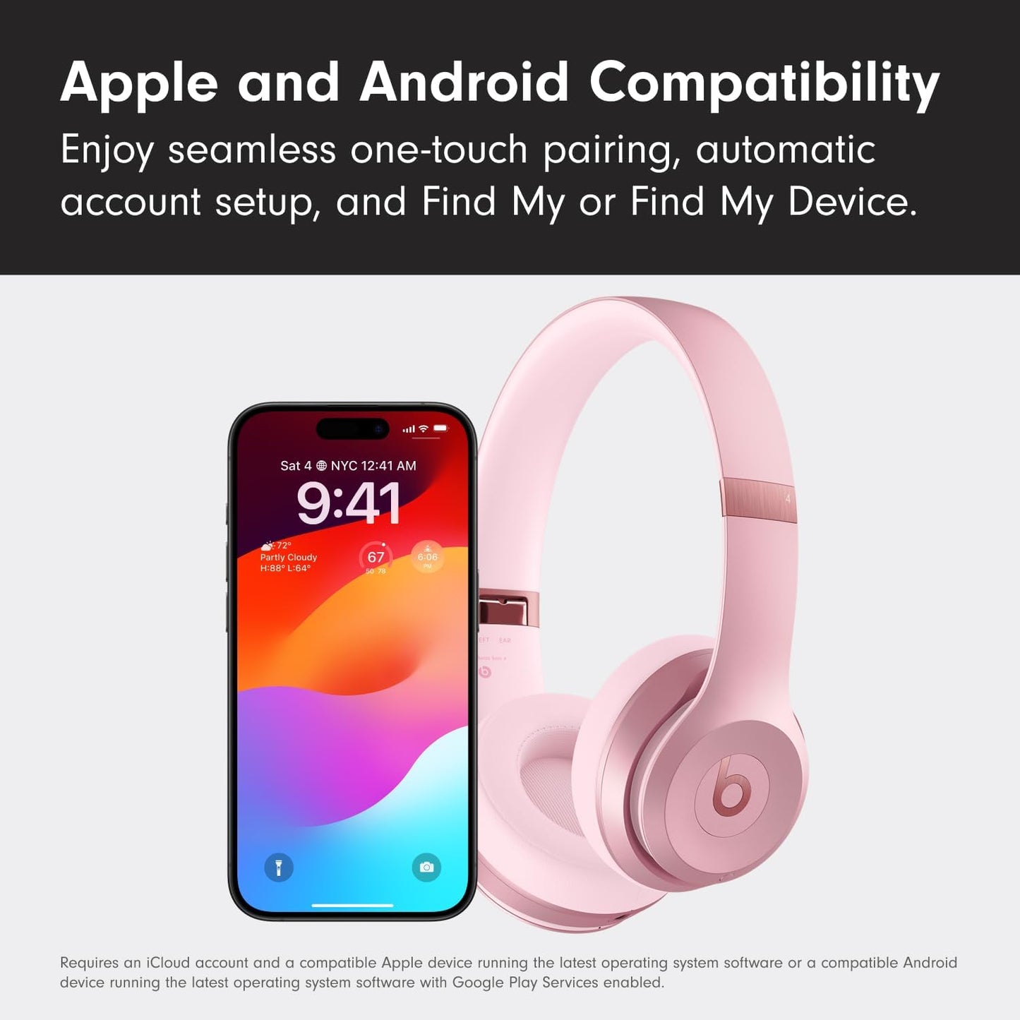 Beats Solo 4 - Wireless On-Ear Bluetooth Headphones, Up to 50-Hour Battery Life, Ultra-Lightweight Comfort, Powerful and Balanced Sound, Apple & Android Compatible - Black & Gold