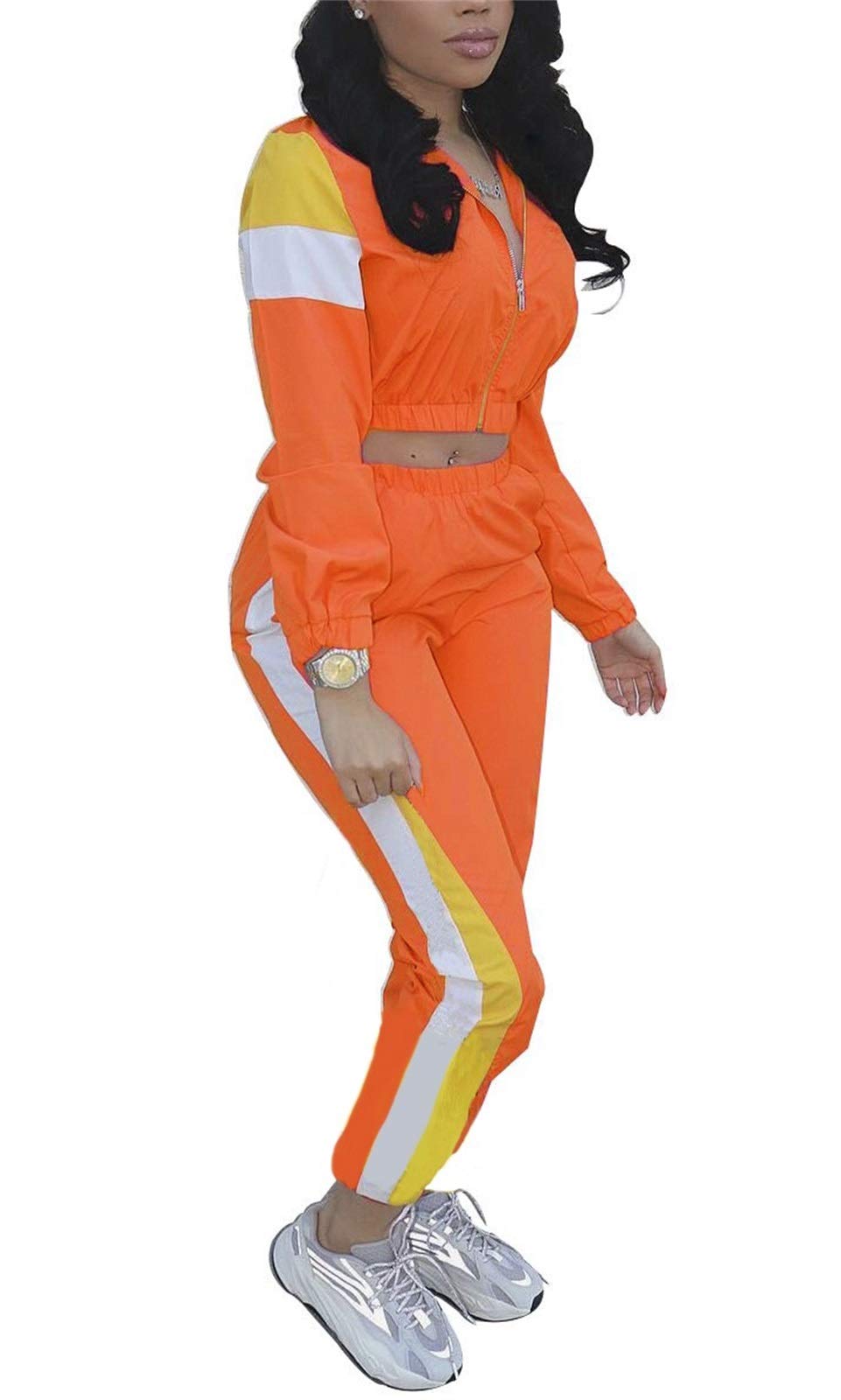 EOSIEDUR Women's Two Piece Outfits Zip Top Jacket and Elastic Waistband Pant Women Sweatsuit Tracksuit Sets