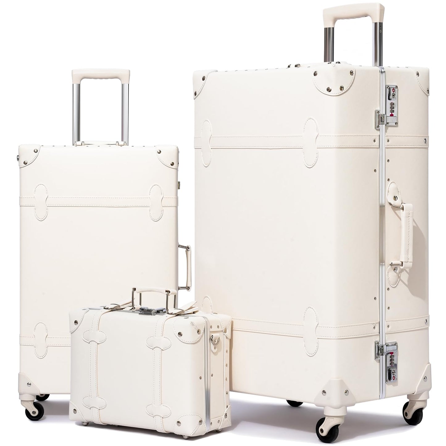 urecity Vintage Luggage Sets of 3 Piece - Hardside Lightweight Spinner Suitcases - Retro Travel Set includes Under Seat Train Case, 26"+20"+12"