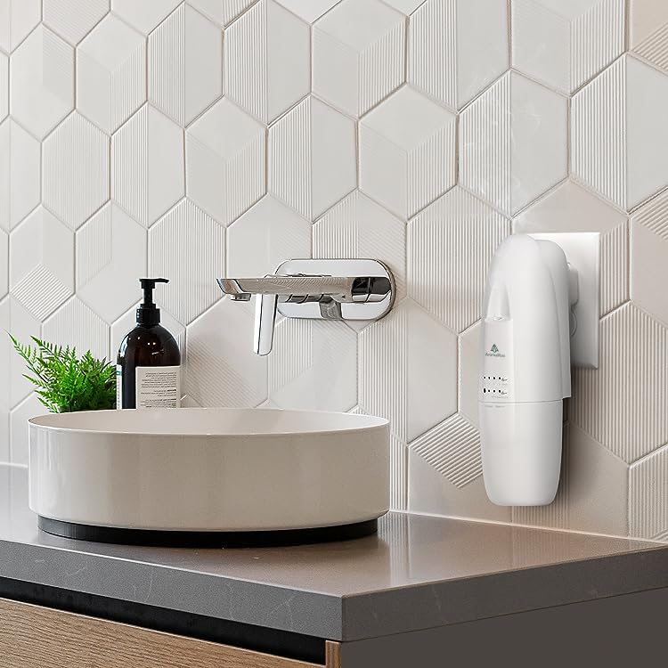 AROMAPLAN Authentic Plug in Waterless Diffuser - Up to 500 Sq. FT Coverage - Nanotechnology Plug in Oil Diffuser for Essential Oils -for Home and Office - Wall Silent & Waterless Oil Diffuser (White)