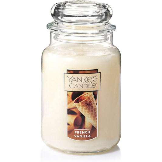Yankee Candle French Vanilla Scented, Classic 22oz Large Jar Single Wick Candle, Over 110 Hour Burn Time, Ideal for Entertaining, Personal Relaxation, Gifting