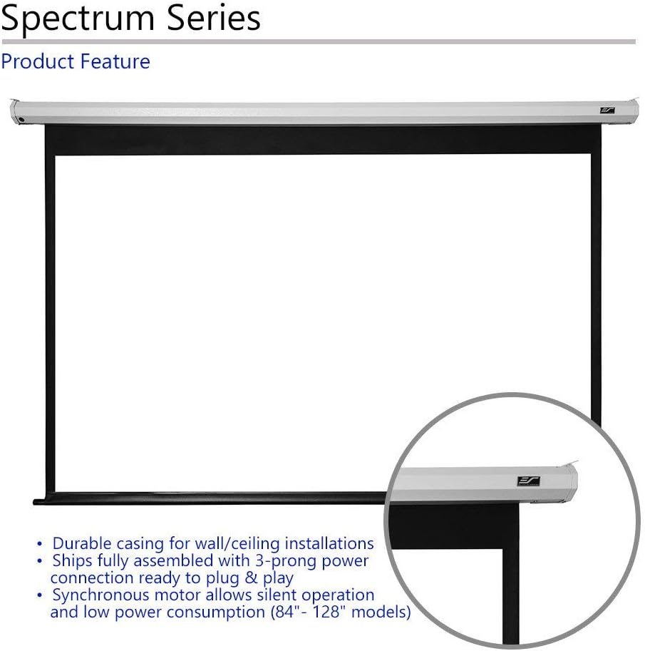 Projector Screen Elite Screens Spectrum RC1 Remote, 180-INCH Diag 16:9, Motorized Projection Screen Movie Home Theater 4K/8K Ultra HD Ready, ELECTRIC180H2