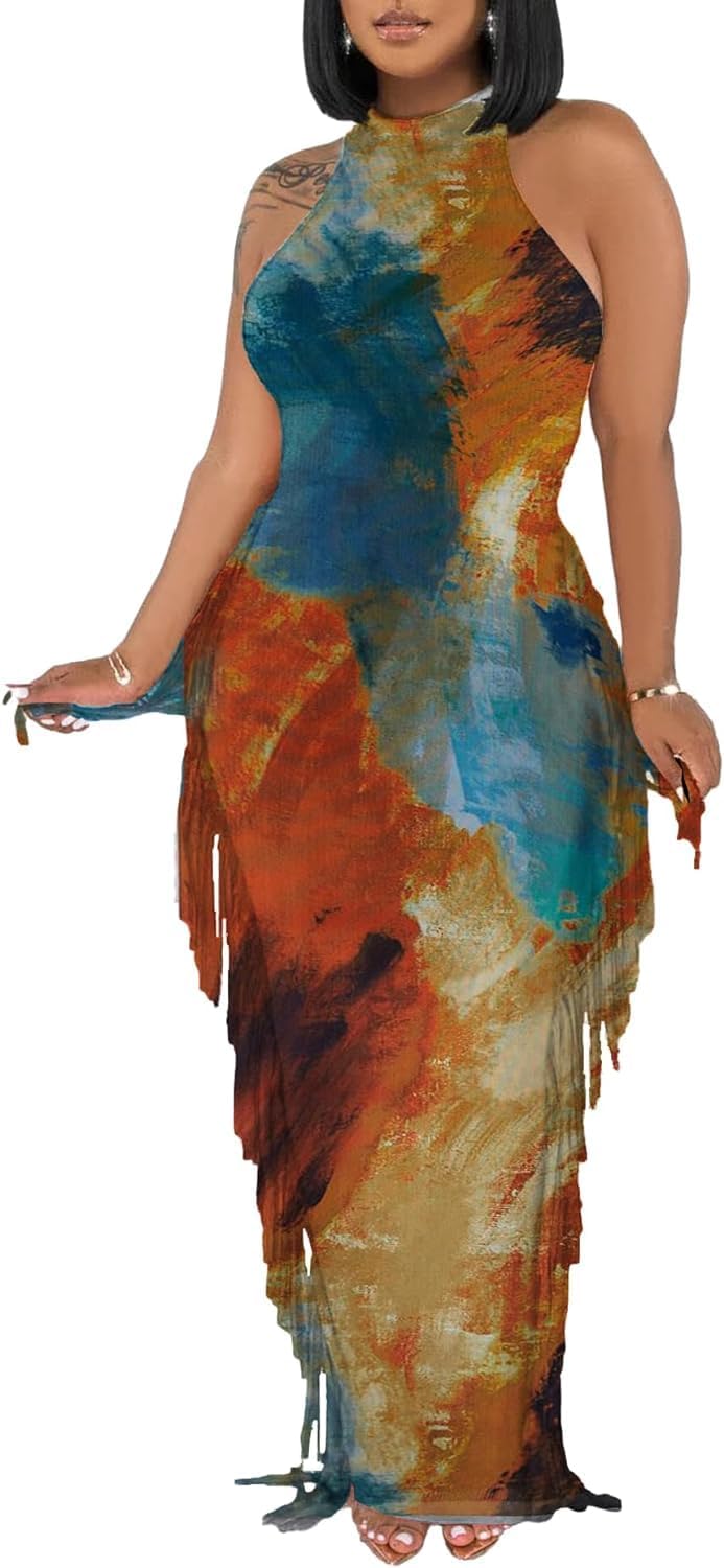 2 Piece Outfits for Women Sexy Crop Top Ruched Bodycon Maxi Dresses Fringe Skirt Sets Night Club Jumpsuits