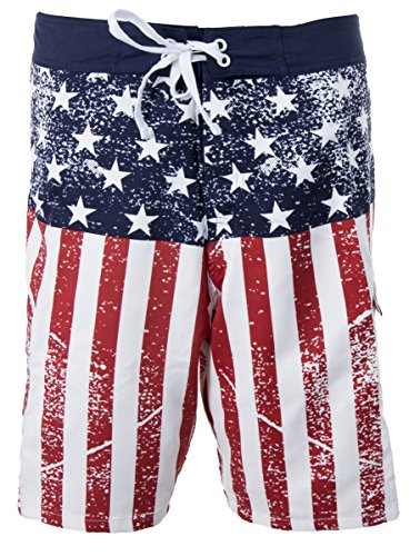 Calhoun Mens USA Flag Distressed Boardshorts