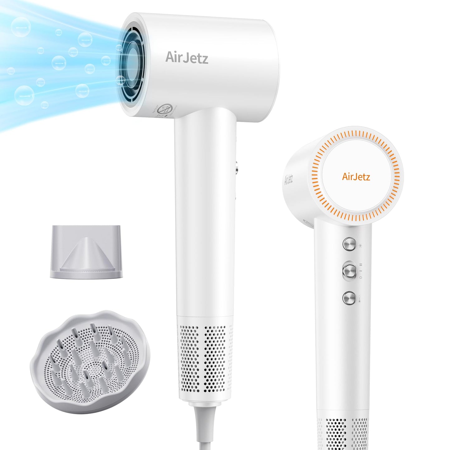 Hair Dryer, 110,000 RPM High-Speed Ionic Blow Dryer for Fast Drying, Professional Lightweight Hairdryer with Diffuser, Magnetic Nozzle, 4 Temps & 2 Speeds, Low Noise for Travel - Black