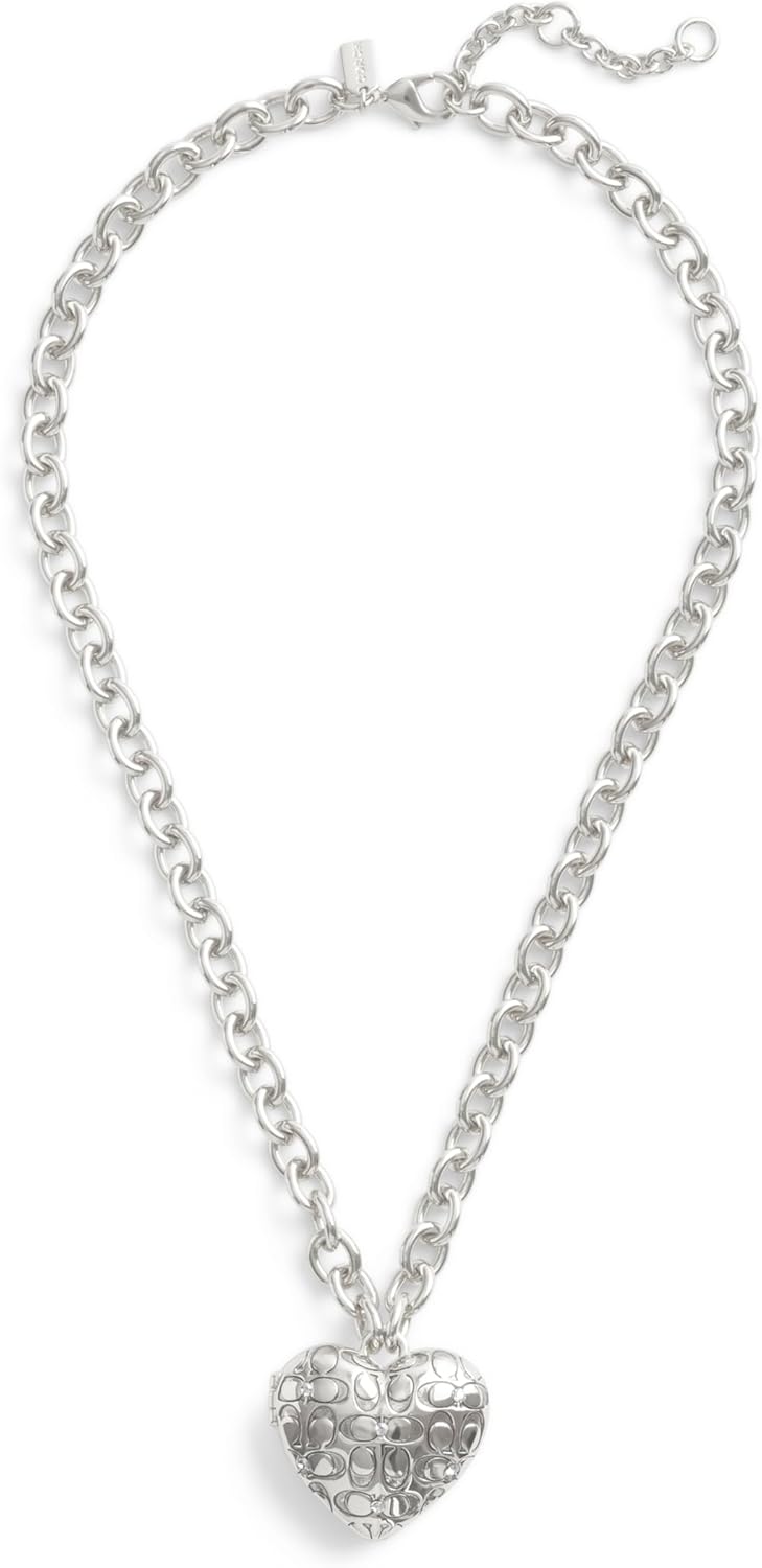 COACH Women's Signature Quilted Heart Locket Necklace