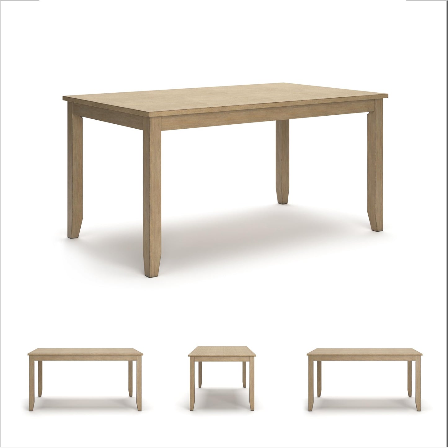 Signature Design by Ashley Skempton Cottage Dining Room Table Set with 6 Upholstered Chairs, Whitewash