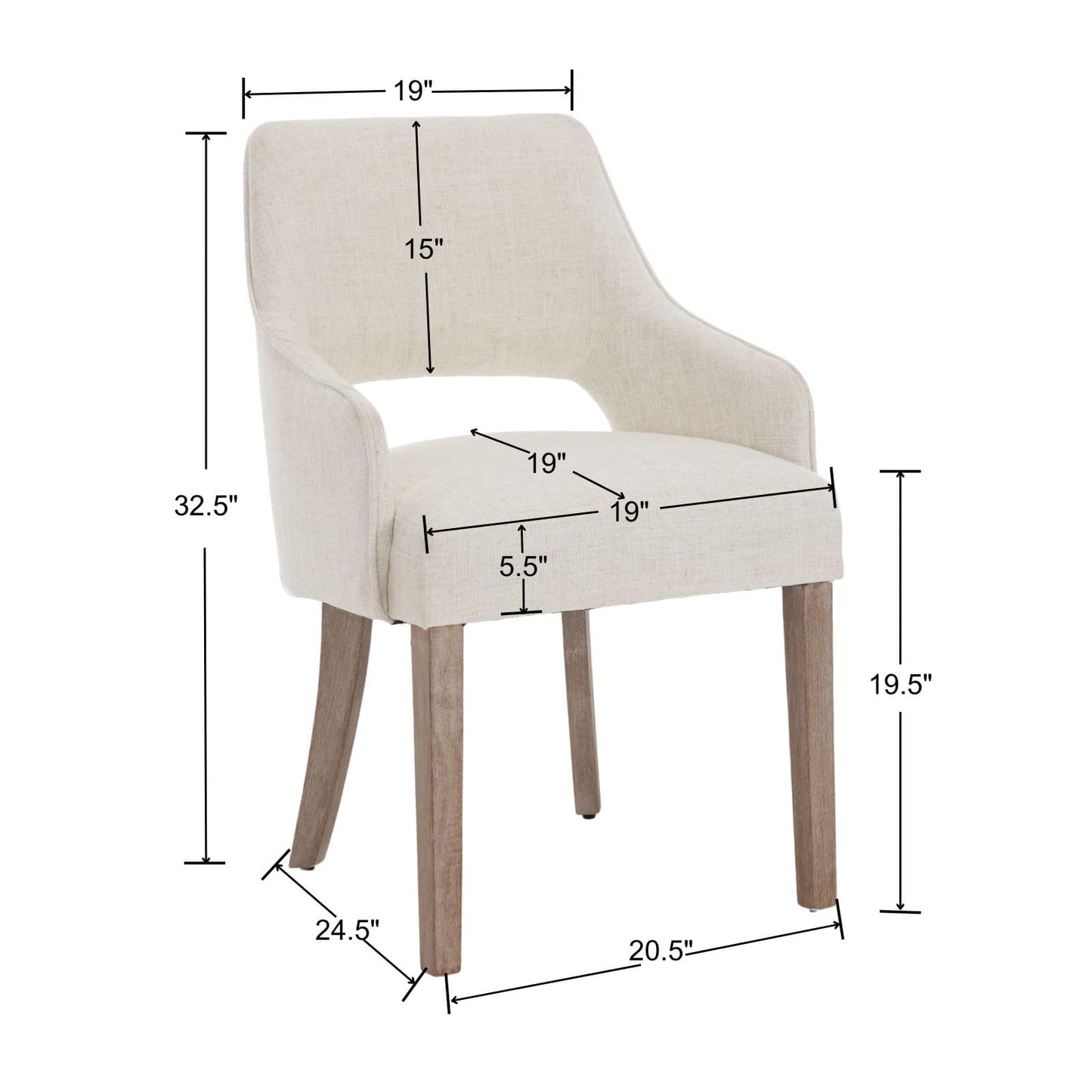 Linen Dining Chairs Set of 4 Upholstered Accent Chairs Side Chair with Wood Legs for Living Room/Dining Room/Bedroom/Restaurant, Cream