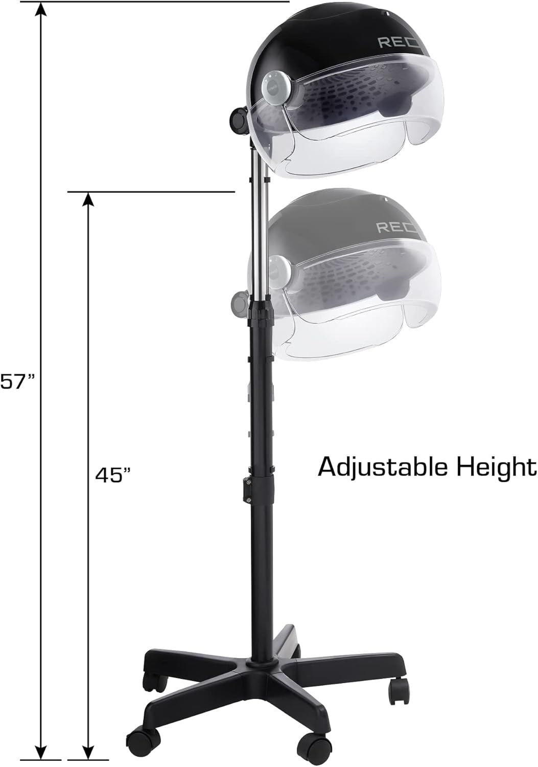 RED by Kiss 3000 Ceramic Stand Hood Dryer with Digital Timer, Adjustable Height, 360° Wheels, 3 Temp Settings, Quick Drying, Comfortable Hood, Ideal for Home & Salon Use