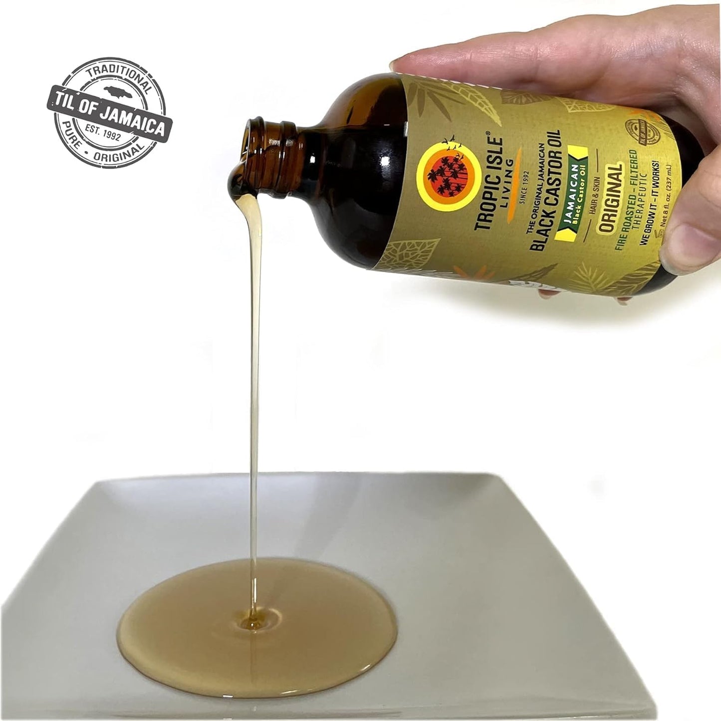 Tropic Isle Living Jamaican Black Castor Oil 8oz - For Hair Growth, Skin Conditioning, Eyebrows & Eyelashes, Scalp and Nail Care. Strengthen, Moisture & Repair