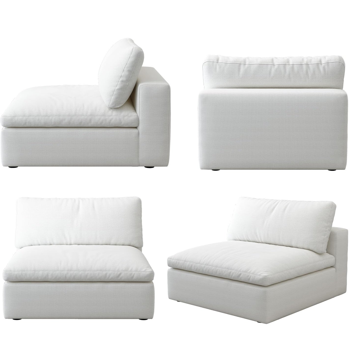 Cloud Modular Sectional Sofa with Storage Ottoman,120" L Shaped Sectional Couches for Living Room,Down Filled Comfort Minimalist Deep Sofa Couches for Office Apartment (White, 3 Seater+1 Ottoman)