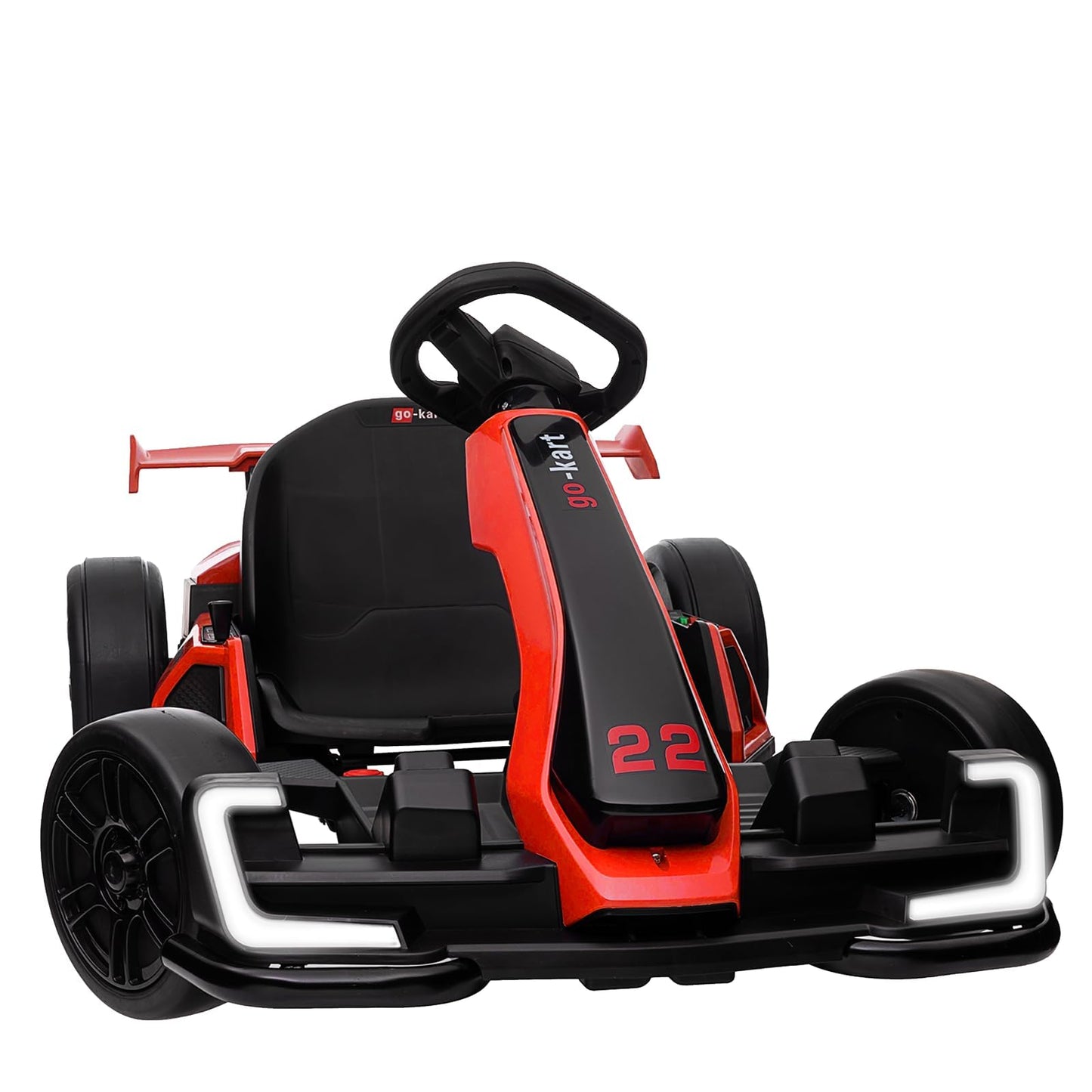 KerryYoo K61 Go Kart Electric Drift Kart with Length Adjustable Seat, 24V Outdoor Ride on Toy with 4 Speed Mode, Crazy Cart for Kids 6-12 Years Old, Fast 300W Motor, 8.5 MPH, Bluetooth - Blue