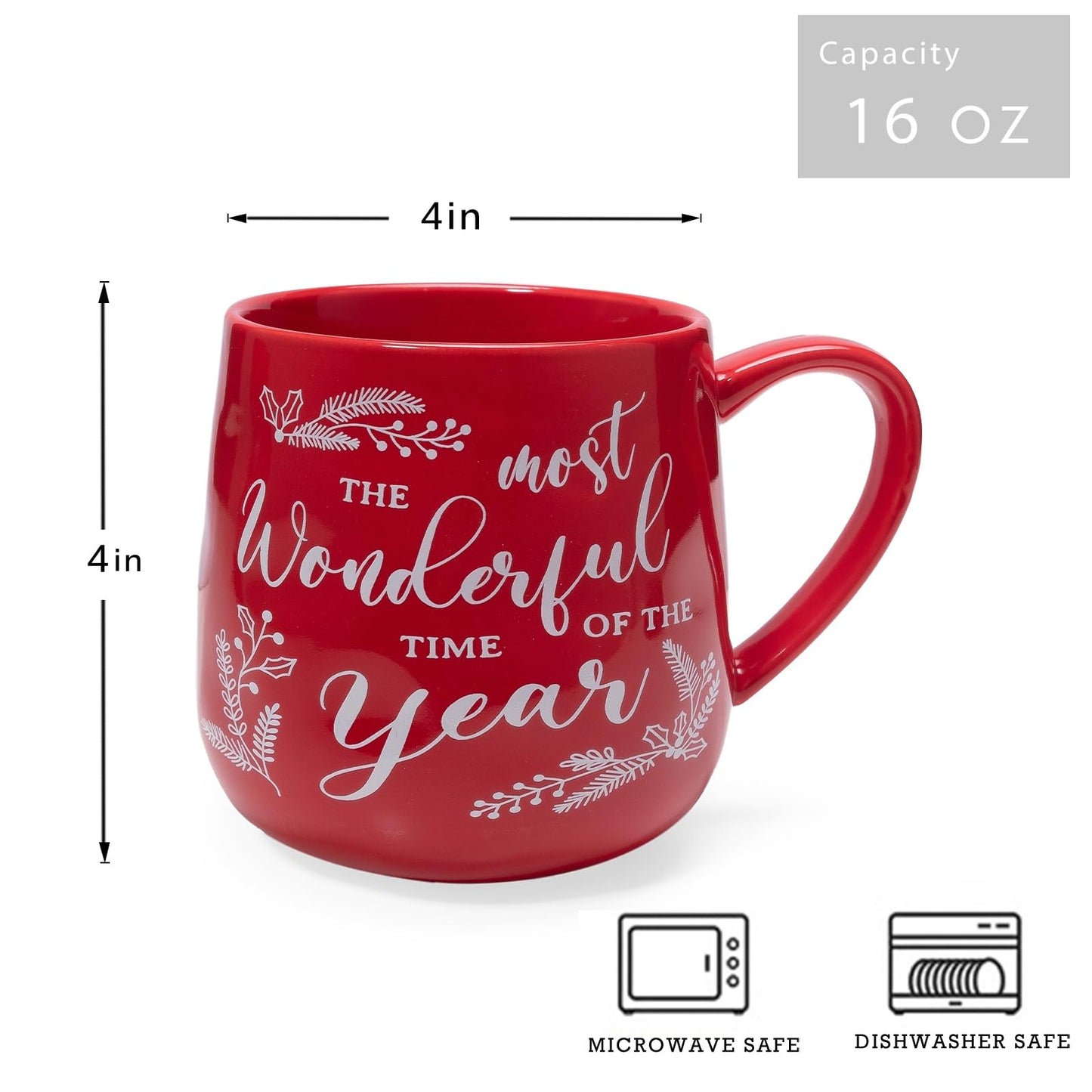 LEHAHA Ceramic Christmas Coffee Mug set,16 OZ Holiday Mugs Set of 6, Festival Coffee Cups with Warm Greeting sayings, Porcelain Christmas Drinkware Ideal for Hot Cocoa, Holiday Tea & Winter Beverages