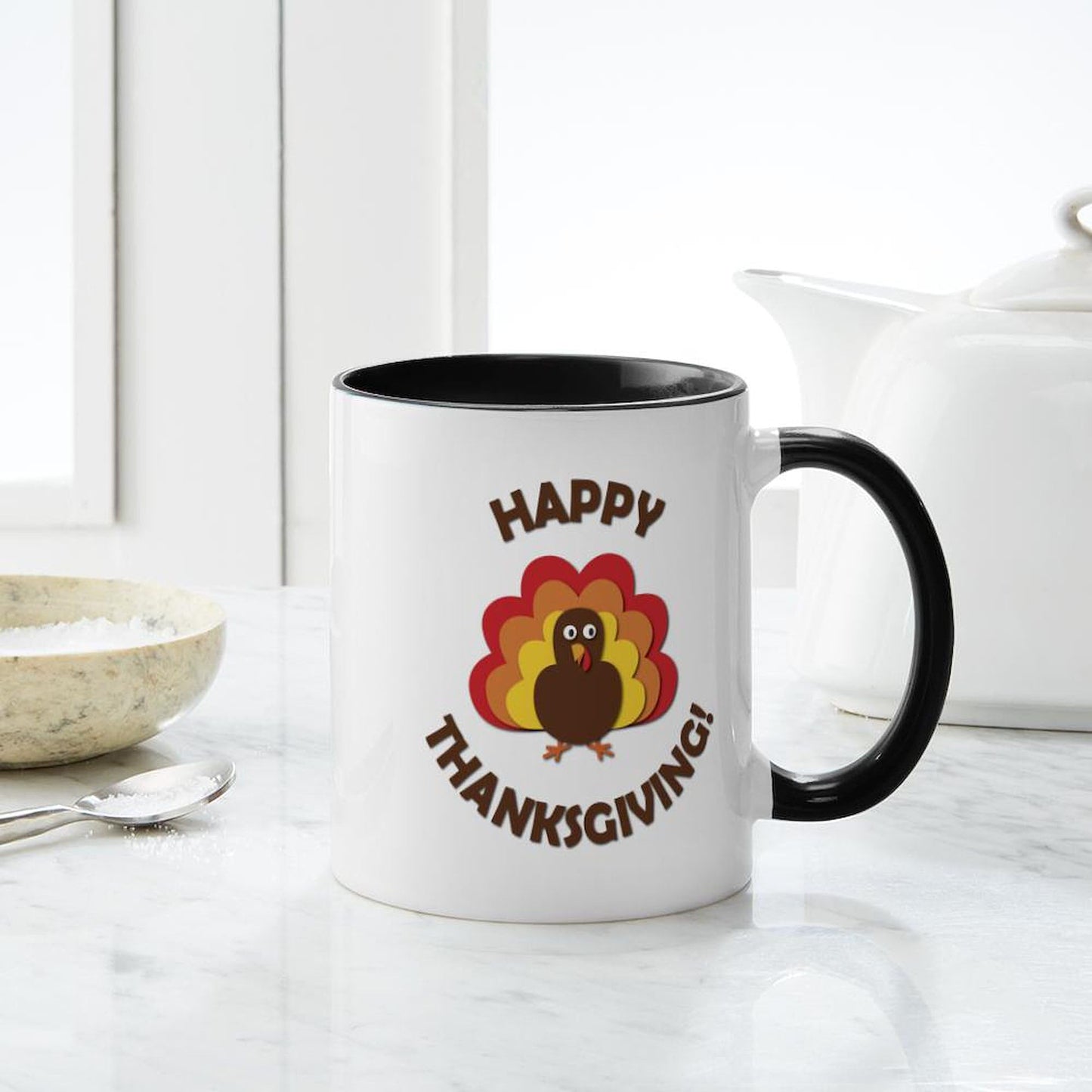 CafePress Happy Thanksgiving Turkey Mugs 11 oz (325 ml) Ceramic Coffee Mug