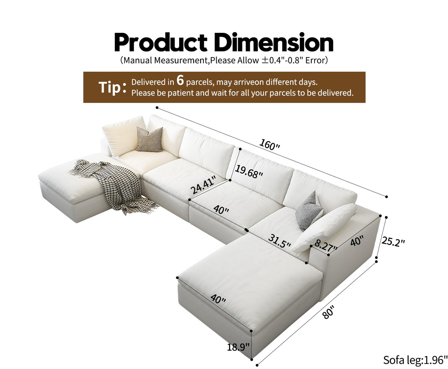 Cloud Modular Sectional Sofa with Storage Ottoman,120" L Shaped Sectional Couches for Living Room,Down Filled Comfort Minimalist Deep Sofa Couches for Office Apartment (White, 3 Seater+1 Ottoman)