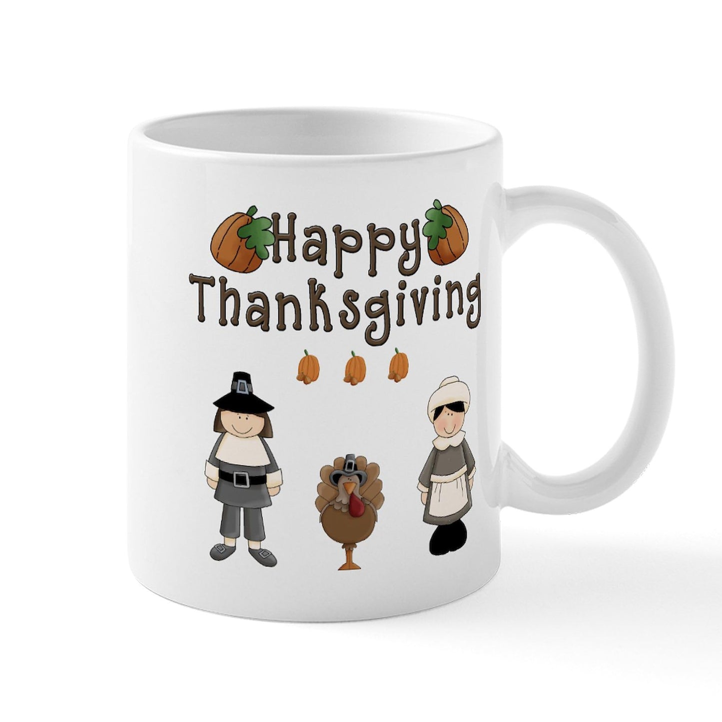 CafePress Happy Thanksgiving Turkey Mugs 11 oz (325 ml) Ceramic Coffee Mug
