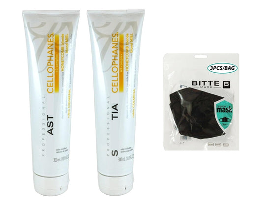 Cellophanes Honeycomb Blonde, Color Revitalizer (Honeycomb Blonde - 10.1 oz / 300 ml, 2pack) with Fashion Mask