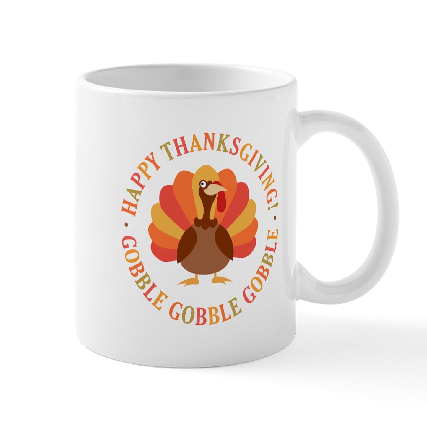 CafePress Happy Thanksgiving Turkey Mugs 11 oz (325 ml) Ceramic Coffee Mug