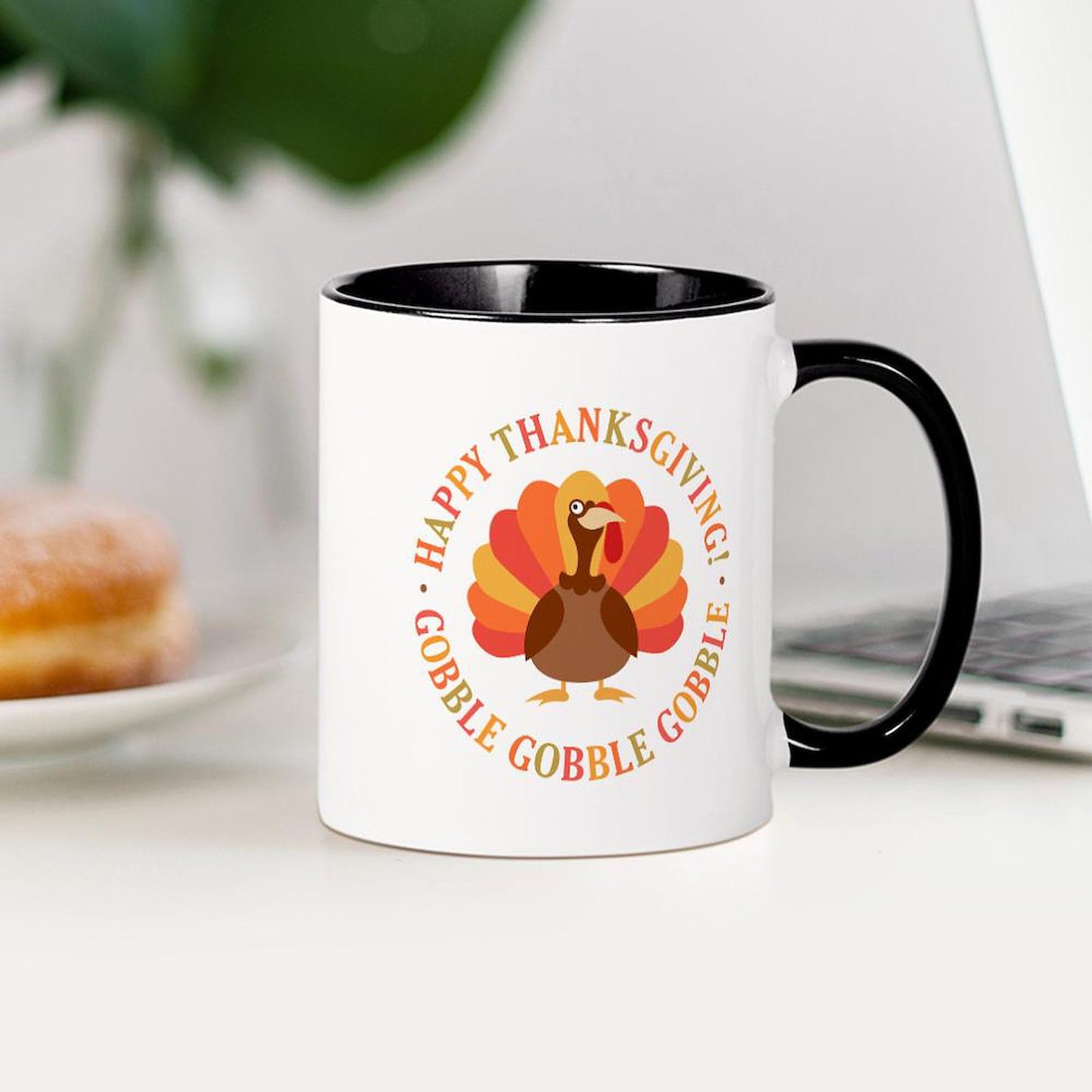 CafePress Happy Thanksgiving Turkey Mugs 11 oz (325 ml) Ceramic Coffee Mug