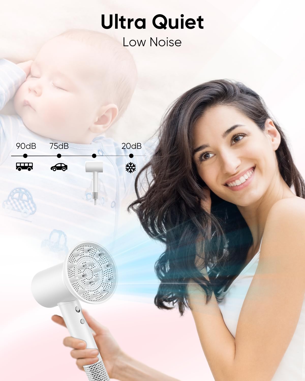 CONFU Hair Dryer, 110000 RPM Fast Drying Blow Dryer with Magnetic Diffuser and Concentrator, Professional Lightweight Ionic Hair Dryer for Women and Men