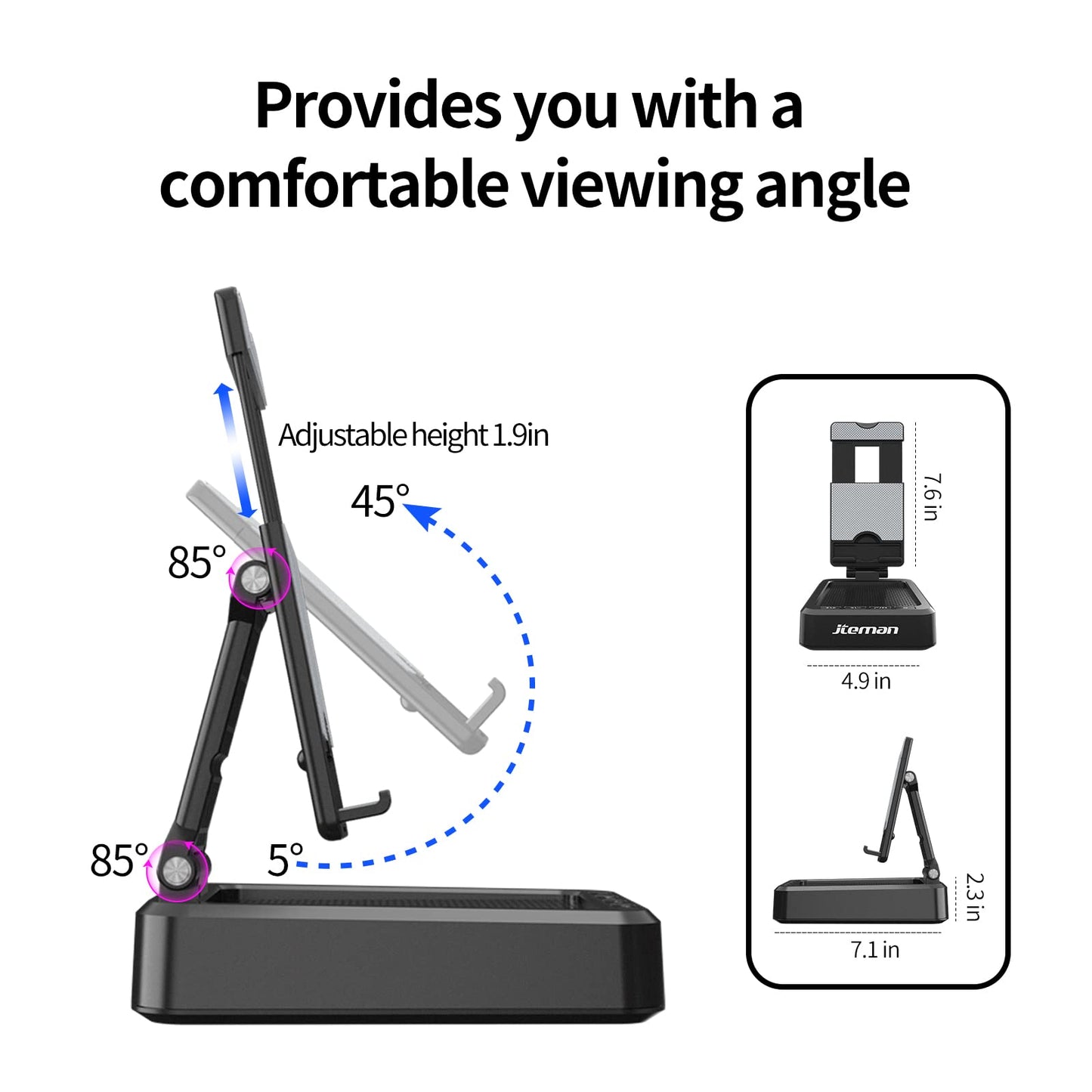 JTEMAN Tablet Stand Adjustable with Bluetooth Speakers,Kitchen Gadgets,Gifts for Women Men,Wireless Bluetooth Speaker Tablet Holder,Desk Mic Charging Sation Compatible with Phones and Tablet
