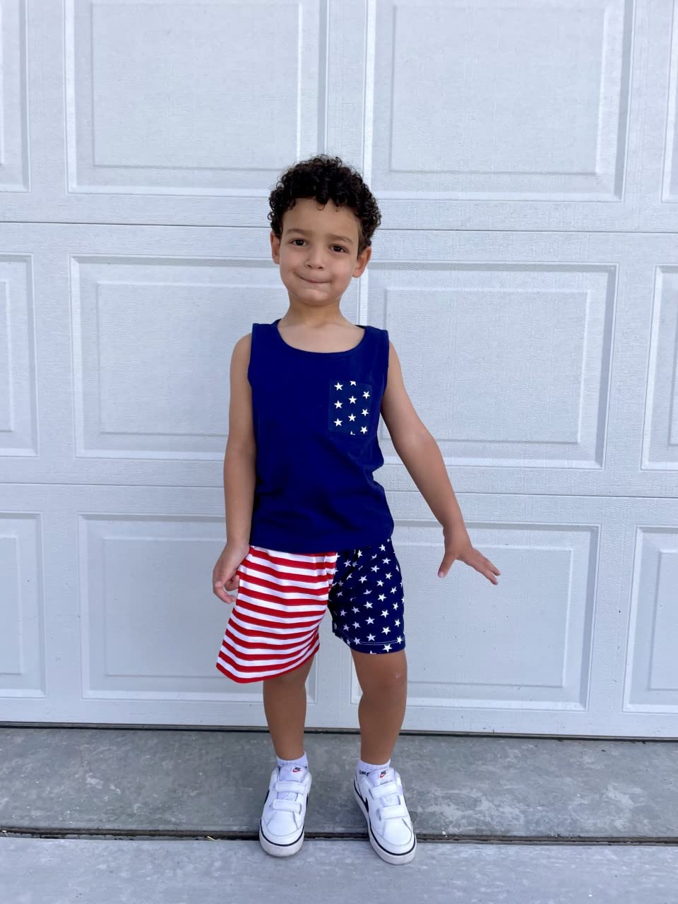 Unique Baby Boys Patriotic Stars Stripes 4th of July Short Set