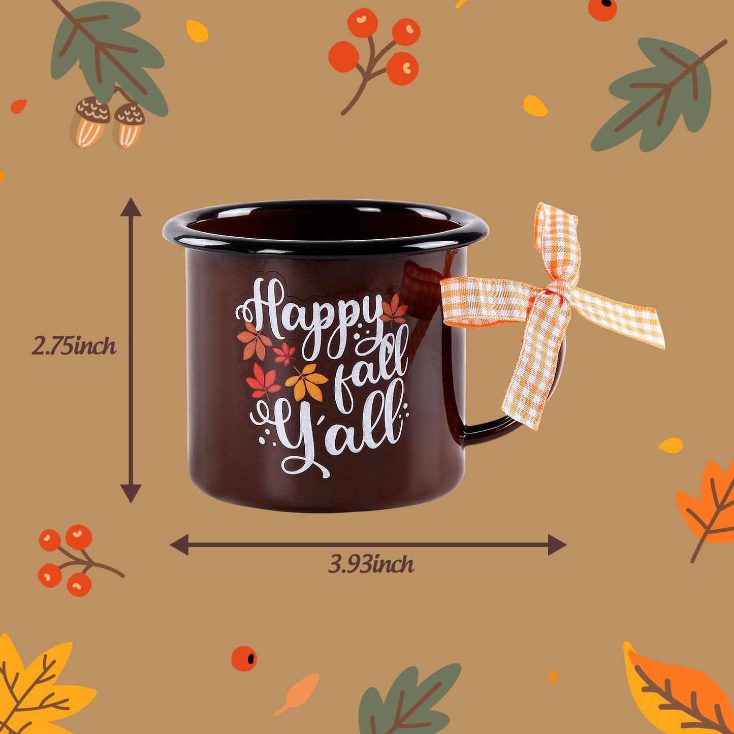 Quera 4 Pcs Fall Thanksgiving Mini Coffee Mug, Pumpkin Mini Coffee Cups for Tiered Tray Decor Autumn Centerpieces, Farmhouse Kitchen Coffee Bar PartyDecorations, Birthday Gift, 240ml