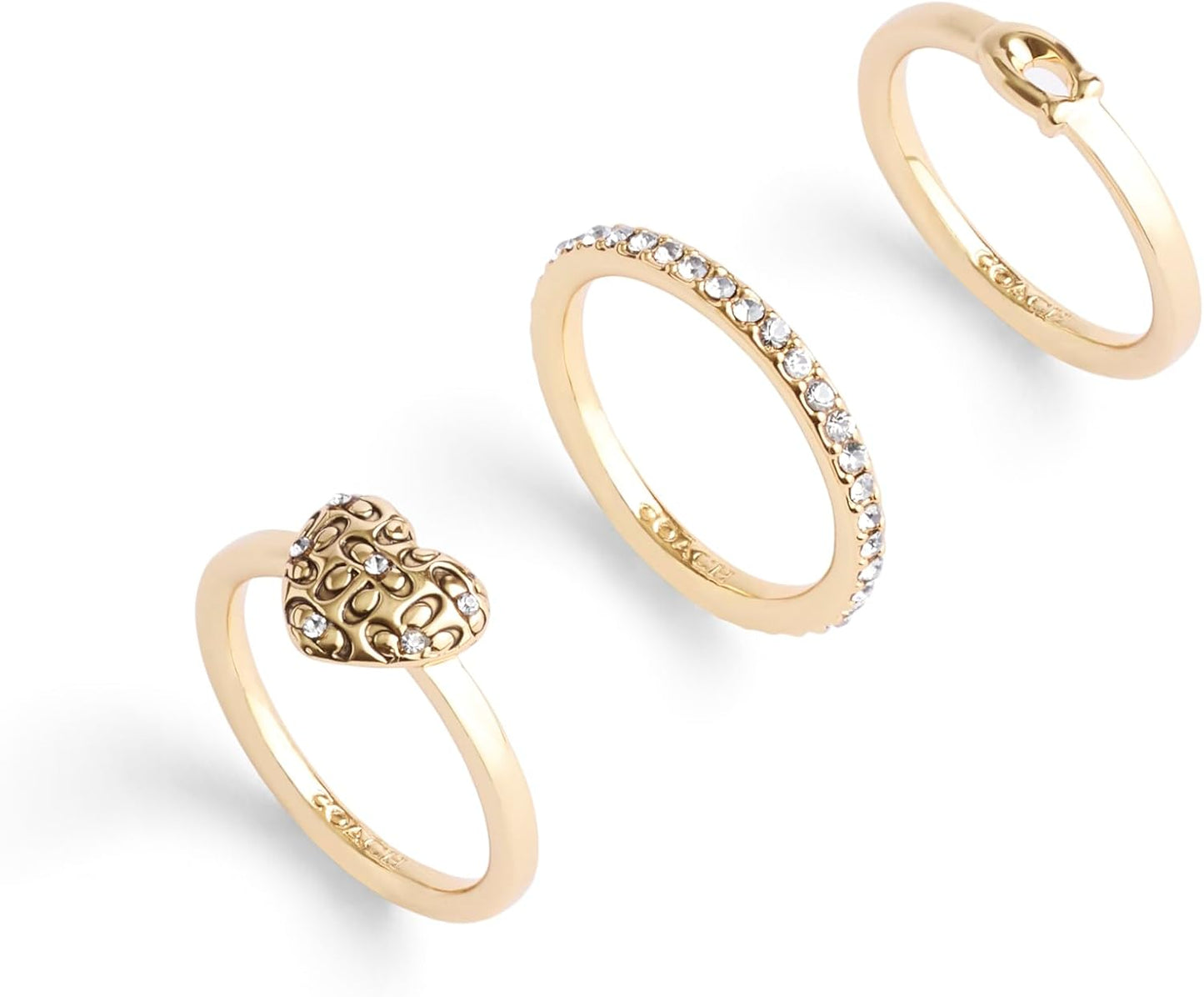 COACH Womens Signature Quilted Heart Ring Set