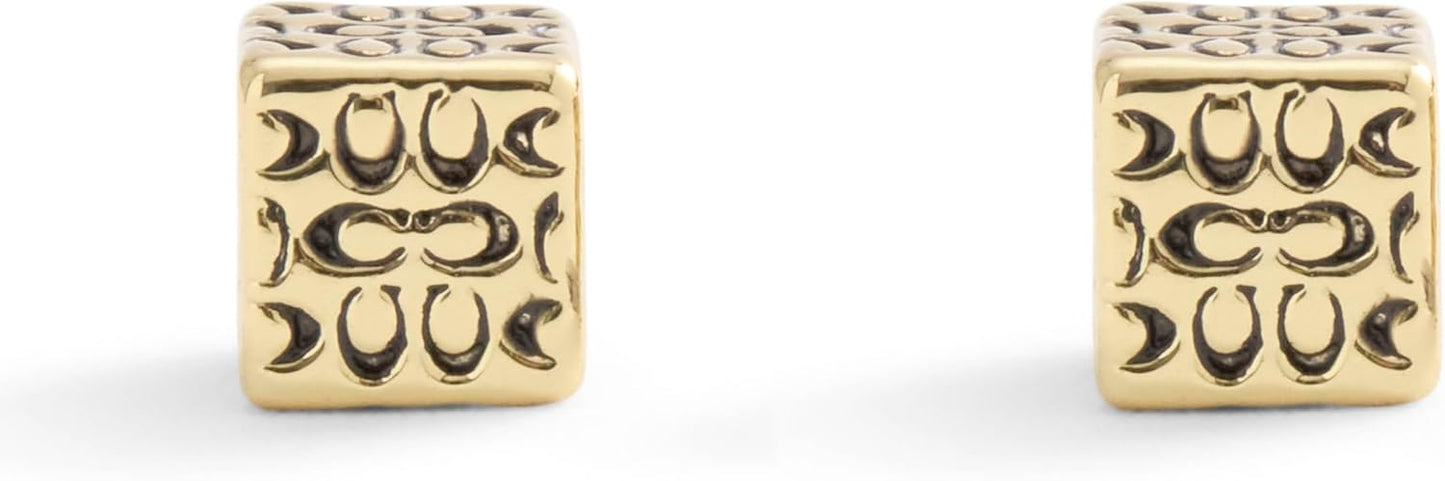 कोच महिलाओं के सिग्नेचर क्विल्टेड क्यूब स्टड इयररिंग्स 