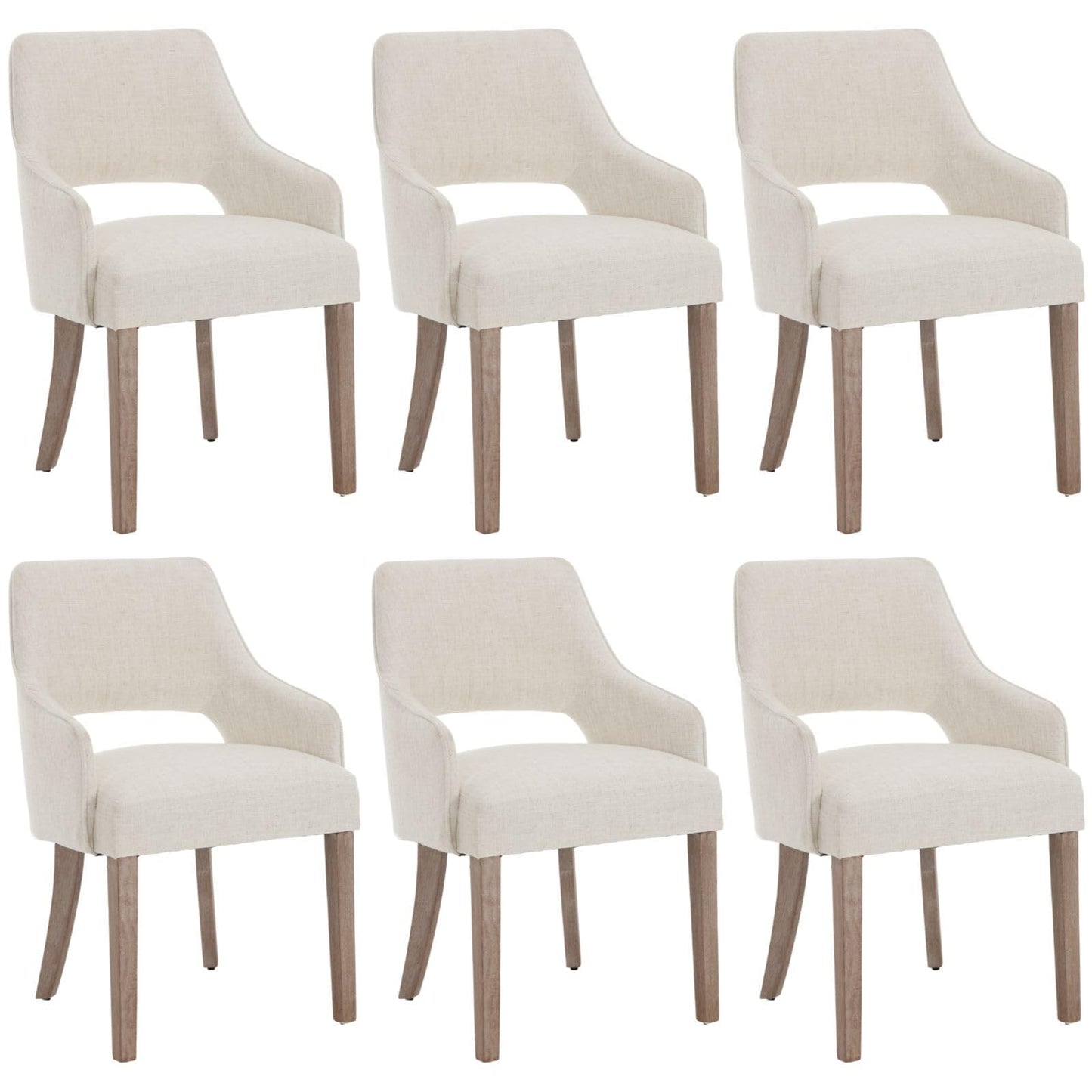 Linen Dining Chairs Set of 4 Upholstered Accent Chairs Side Chair with Wood Legs for Living Room/Dining Room/Bedroom/Restaurant, Cream