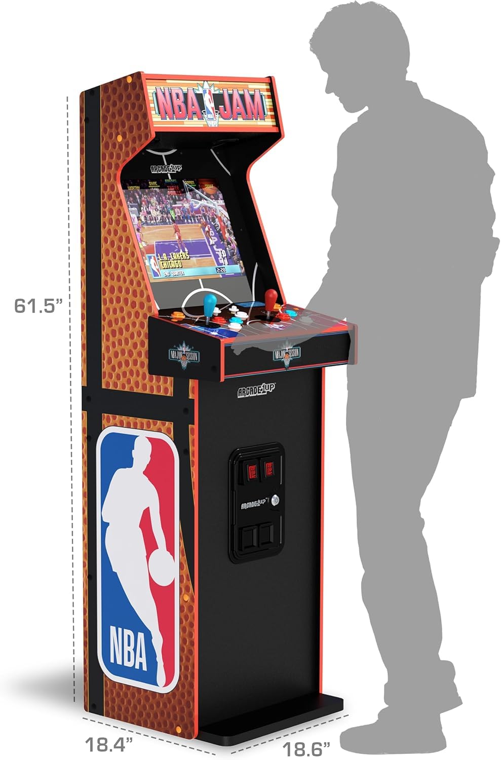 ARCADE1UP NBA Jam Deluxe 2-Player Control Panel Arcade Machine, Built for Your Home, 5 Foot Tall Cabinet with 3 Classic Games
