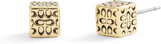 COACH Women's Signature Quilted Cube Stud Earrings