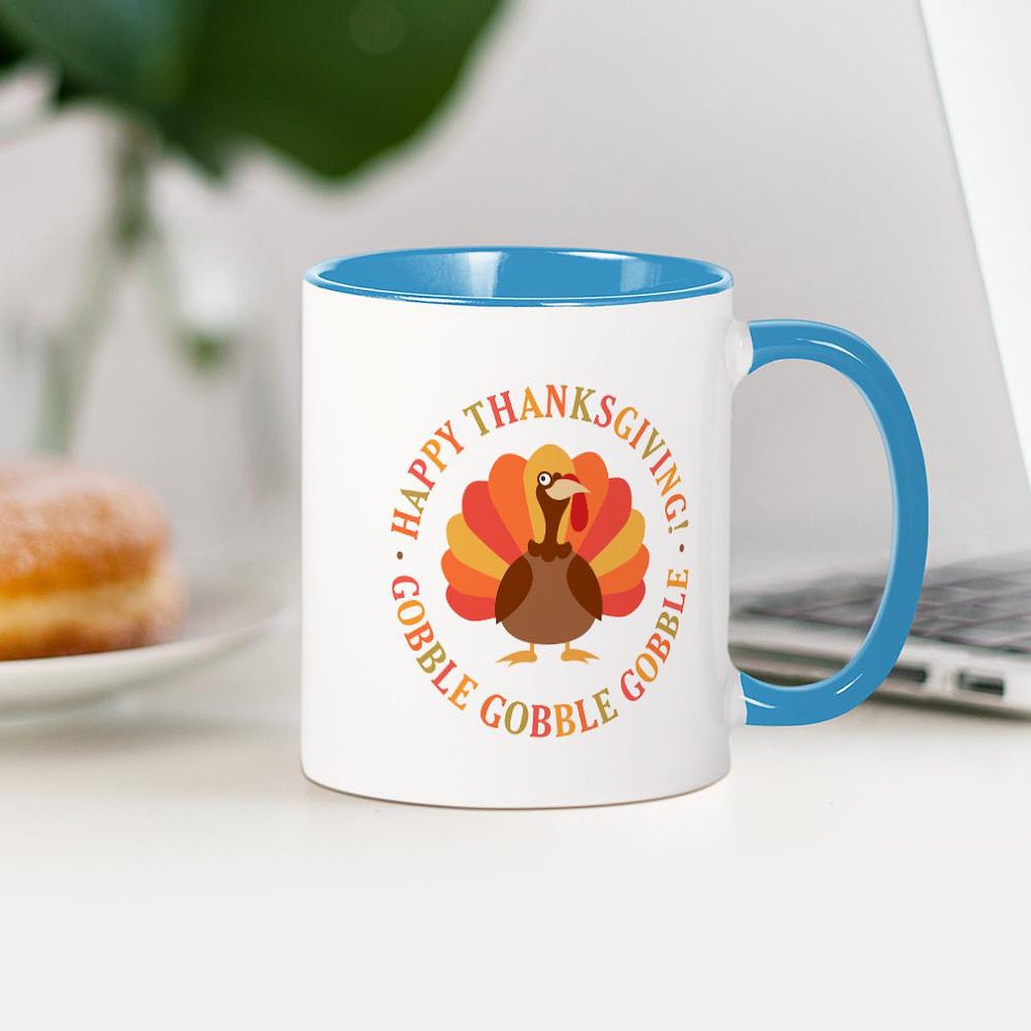 CafePress Happy Thanksgiving Turkey Mugs 11 oz (325 ml) Ceramic Coffee Mug