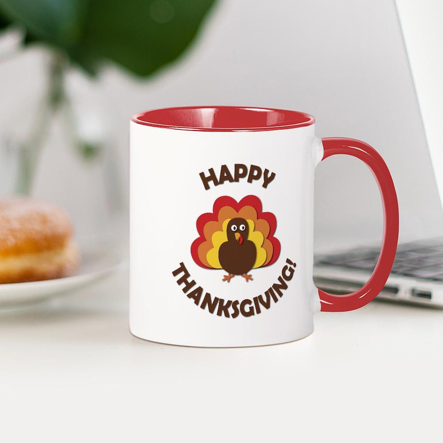 CafePress Happy Thanksgiving Turkey Mugs 11 oz (325 ml) Ceramic Coffee Mug