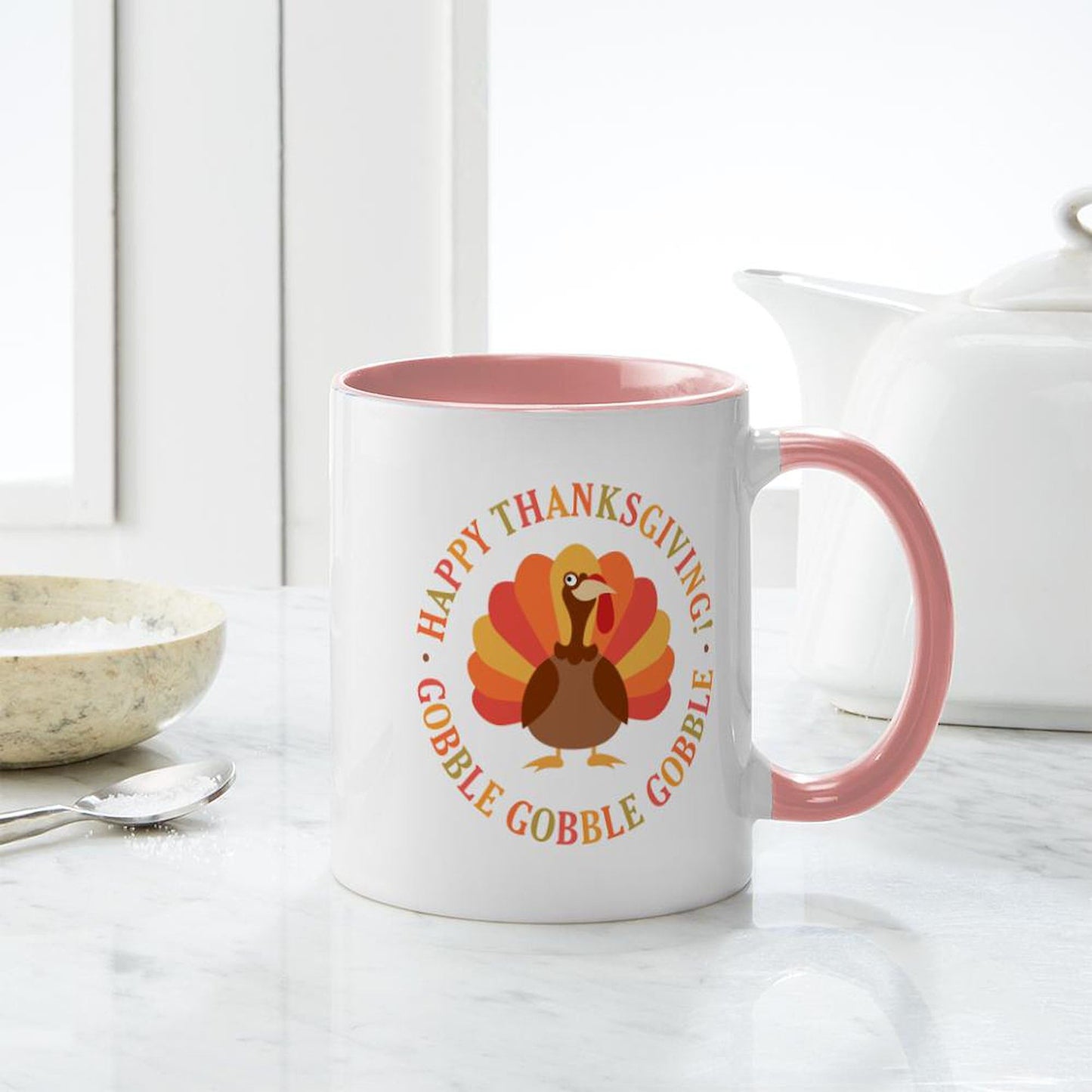 CafePress Happy Thanksgiving Turkey Mugs 11 oz (325 ml) Ceramic Coffee Mug