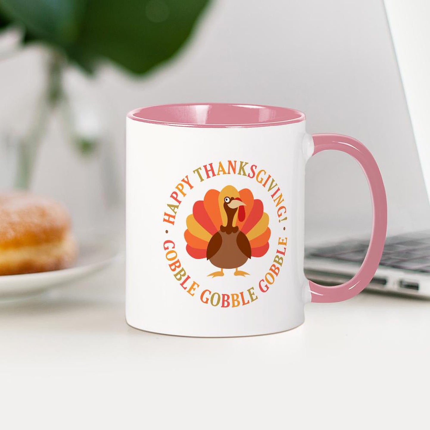 CafePress Happy Thanksgiving Turkey Mugs 11 oz (325 ml) Ceramic Coffee Mug