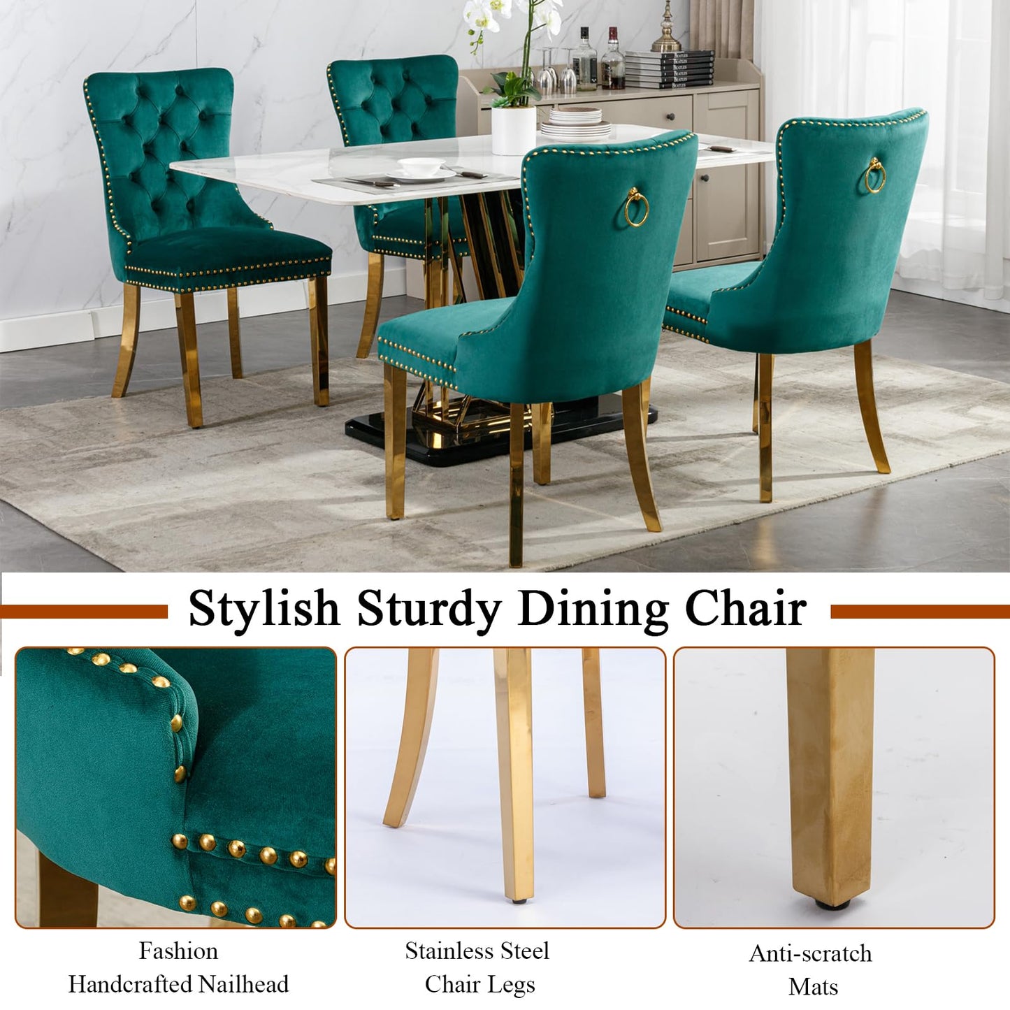 HomVent 70" Faux Marble Dining Table Set for 6, Rectangular Marble Top Kitchen Table Set, Kitchen & Dining Room Sets, Dining Table and Dining Chair